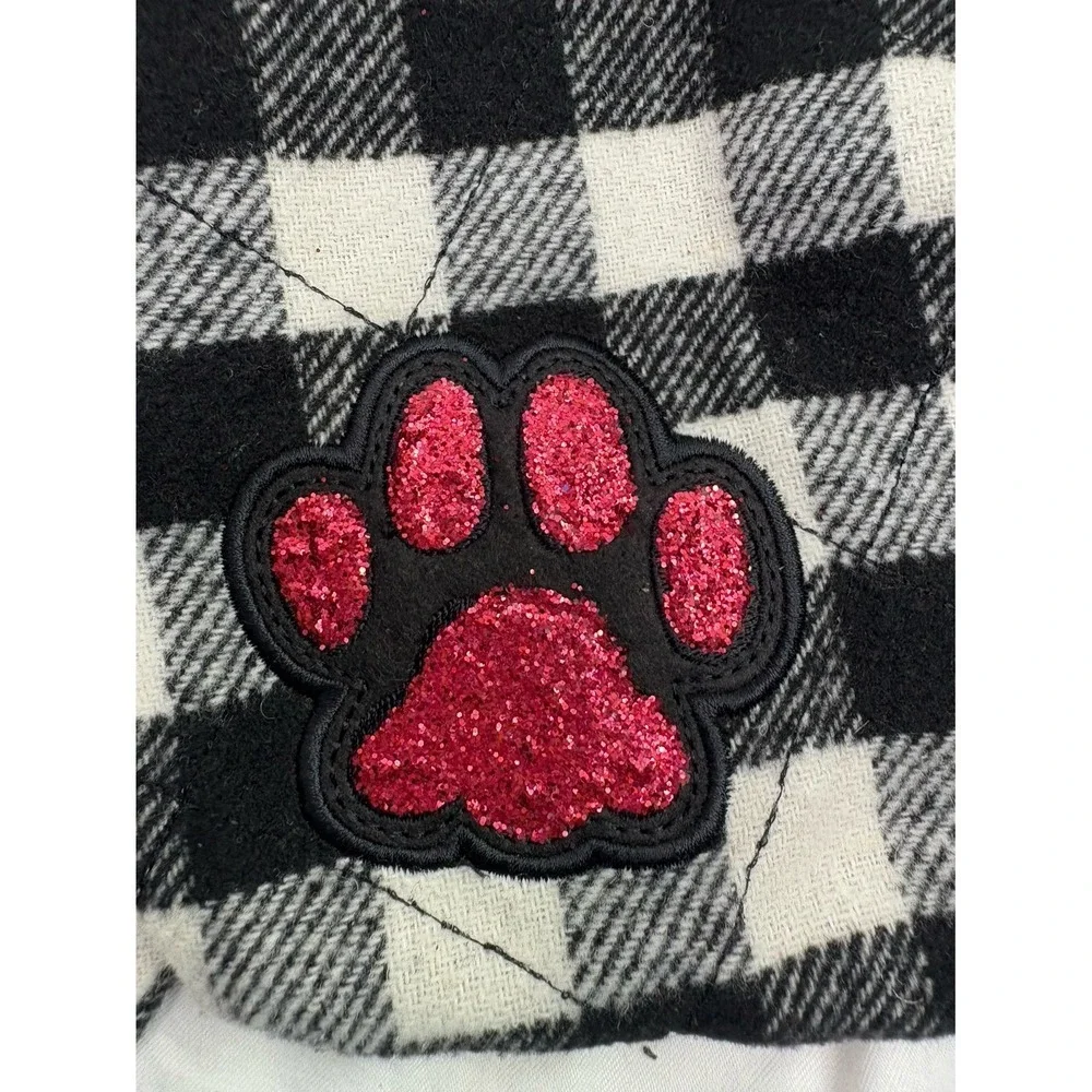 Paw pet Christmas , buffalo, black and white checkered Christmas stockings